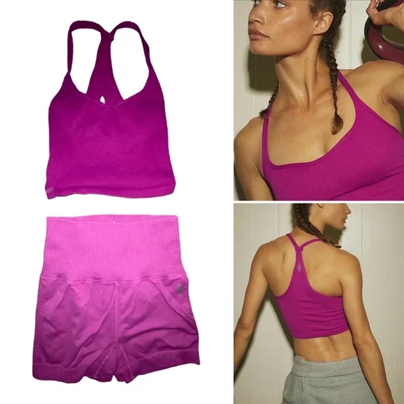 NEW Free People Movement Happiness Runs Sweetheart Crop top & Good Karma Shorts - Picture 1 of 7